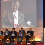Gov Fayemi making his presentation at the Crans Montana Forum for Africa in Brussels, Belgium.